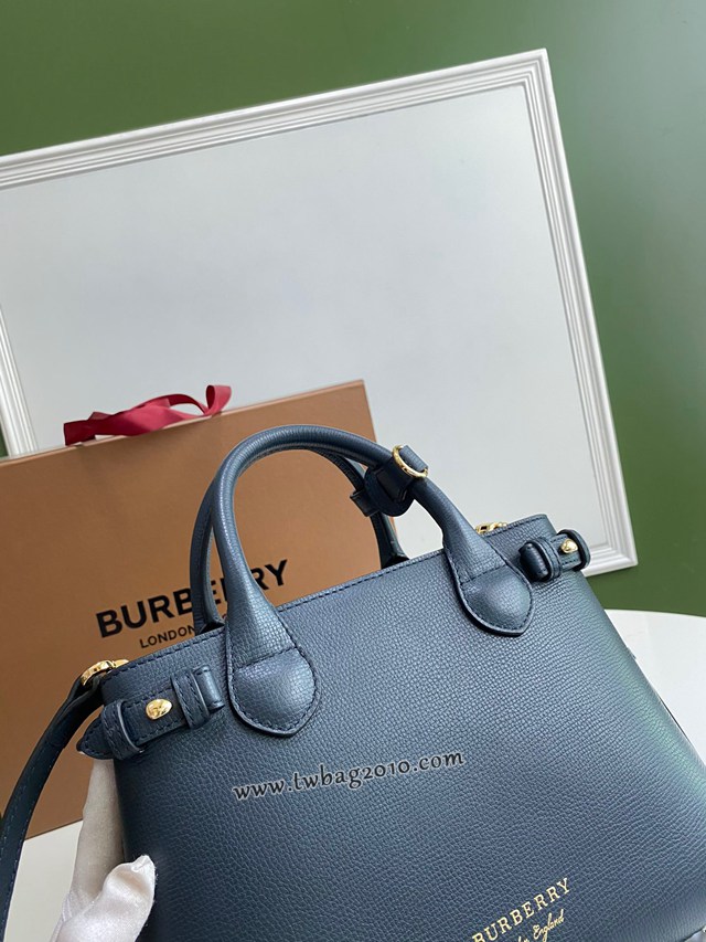 Burberry專門店新款小號亮藍托特包 巴寶莉粒面小牛皮女士手提肩背包 yxb1014